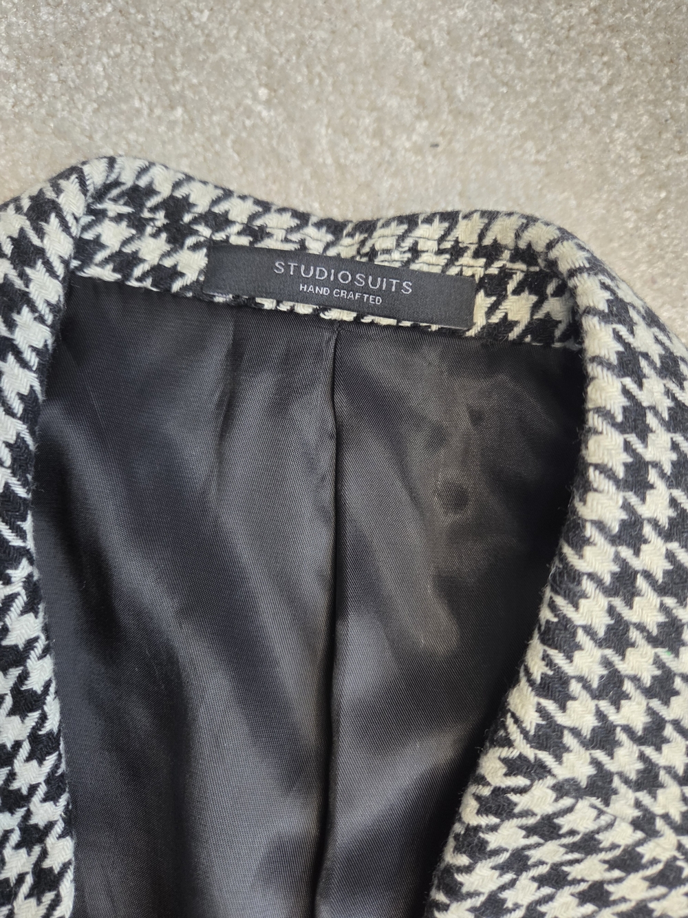 Men's Houndstooth Blazer in Black & White 39Regular - Picture 6 of 9